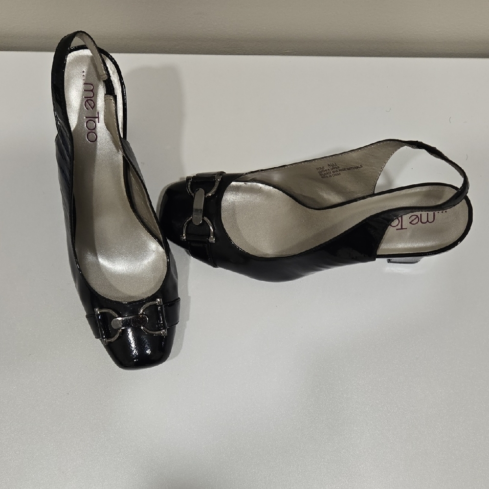 Me Too Glossy Black Slingback Heels - Picture 7 of 13